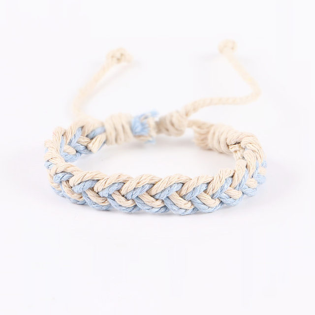 ins style ວັນນະຄະດີ retro ຝ້າຍແລະ linen braided braided ສາຍແຂນງ່າຍດາຍຍີ່ປຸ່ນແບບສົດໃຫມ່ຜູ້ຊາຍແລະແມ່ຍິງນັກສຶກສາສາຍແຂນ