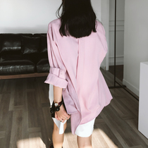 24 New shirt Tencel retro drape Korean ins lapel shirt long-sleeved skin-friendly soft chic2019 new
