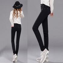 Black jeans womens spring and autumn 2021 new Korean version thin skinny little feet pencil pants middle school summer high waist pants