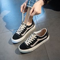 2021 New Velvet canvas shoes womens shoes casual board shoes spring and autumn cloth shoes autumn small black shoes Ball shoes