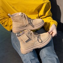 2021 Winter new velvet cotton shoes British style Martin boots womens boots Spring and Autumn burst single boots autumn short boots