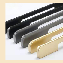 Gray gold modern simple light luxury black one meter lengthened handle Wardrobe cabinet drawer long door surface installation