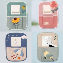 Diffuse fabric switch paste mobile phone charging pocket storage pocket socket Decorative fabric switch paste hanging bag