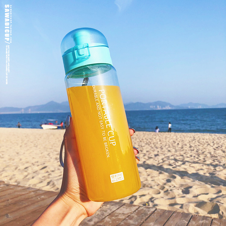 large capacity water cup handy cup plastic outdoor fitness kettle female student couple summer leak proof cup portable