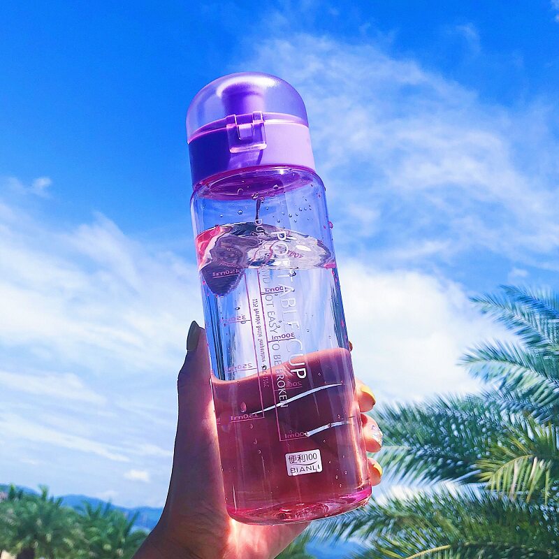 large capacity water cup handy cup plastic outdoor fitness kettle female student couple summer leak proof cup portable