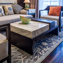 New Chinese solid wood living room coffee table modern villa model room round tea table Hotel Club sales office negotiation table