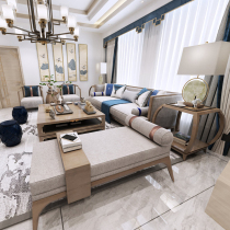 New Chinese solid wood living room sofa combination modern villa model room furniture simple small apartment living room sofa