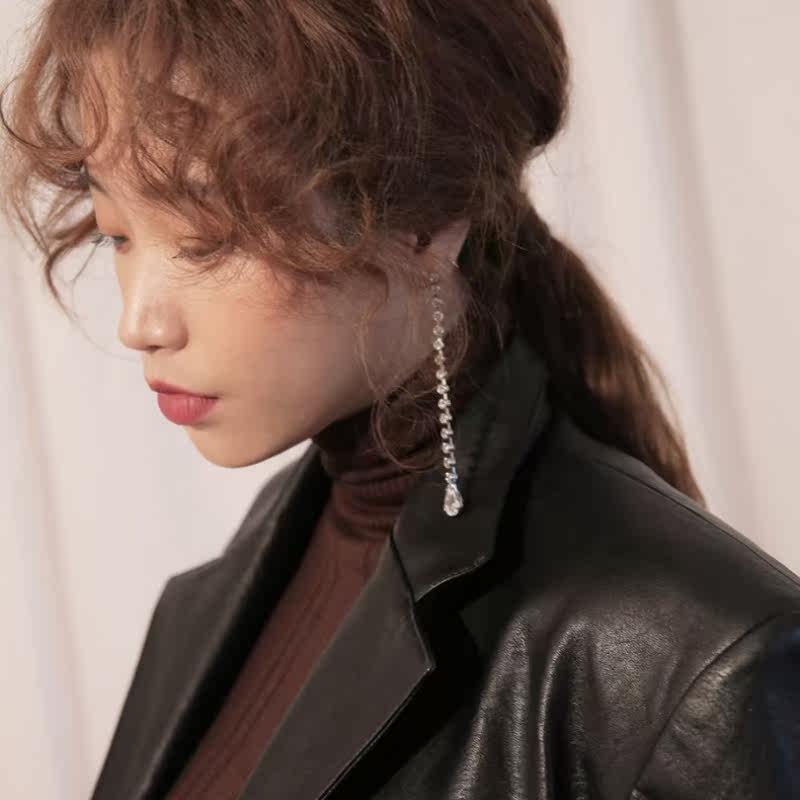 韩国stylenanda官方正品 双条仿钻链耳饰