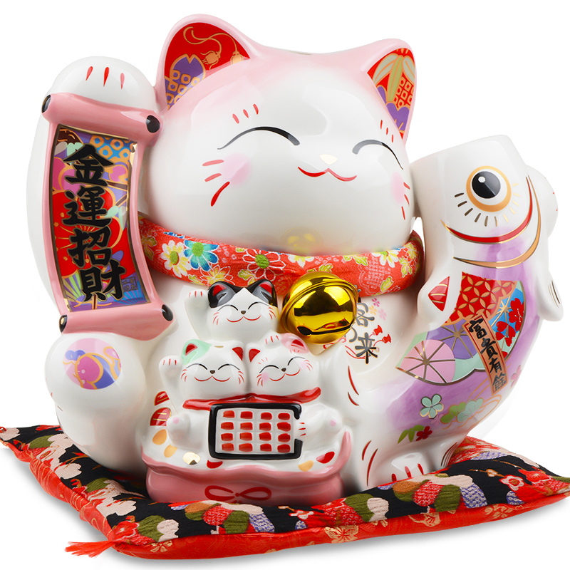 Stone workshop plutus cat furnishing articles large ceramic Japan saving money piggy bank store opening creative gift package mail