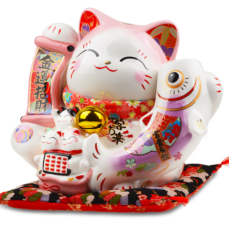 Stone workshop plutus cat furnishing articles large ceramic Japan saving money piggy bank store opening creative gift package mail