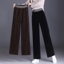 Spring Autumn Light Core Suede Broadlegged Pants Woman 2022 New High Waist Loose Casual Straight Drum Chenille Winter Plus Suede Pants