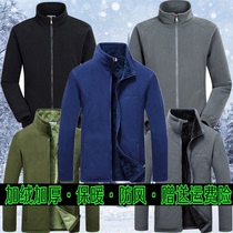 Outdoor mens fleece men plus velvet thickened warm breathable jacket fleece assault jacket inner velvet sweater tide