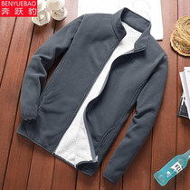 Outdoor fleece mens autumn and winter cardigan plus fat large size fleece jacket plus velvet padded topper liner