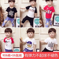 Boy short sleeve T-shirt pure cotton child summer dress half sleeve summer child clothing baby round collar casual child leka cotton A