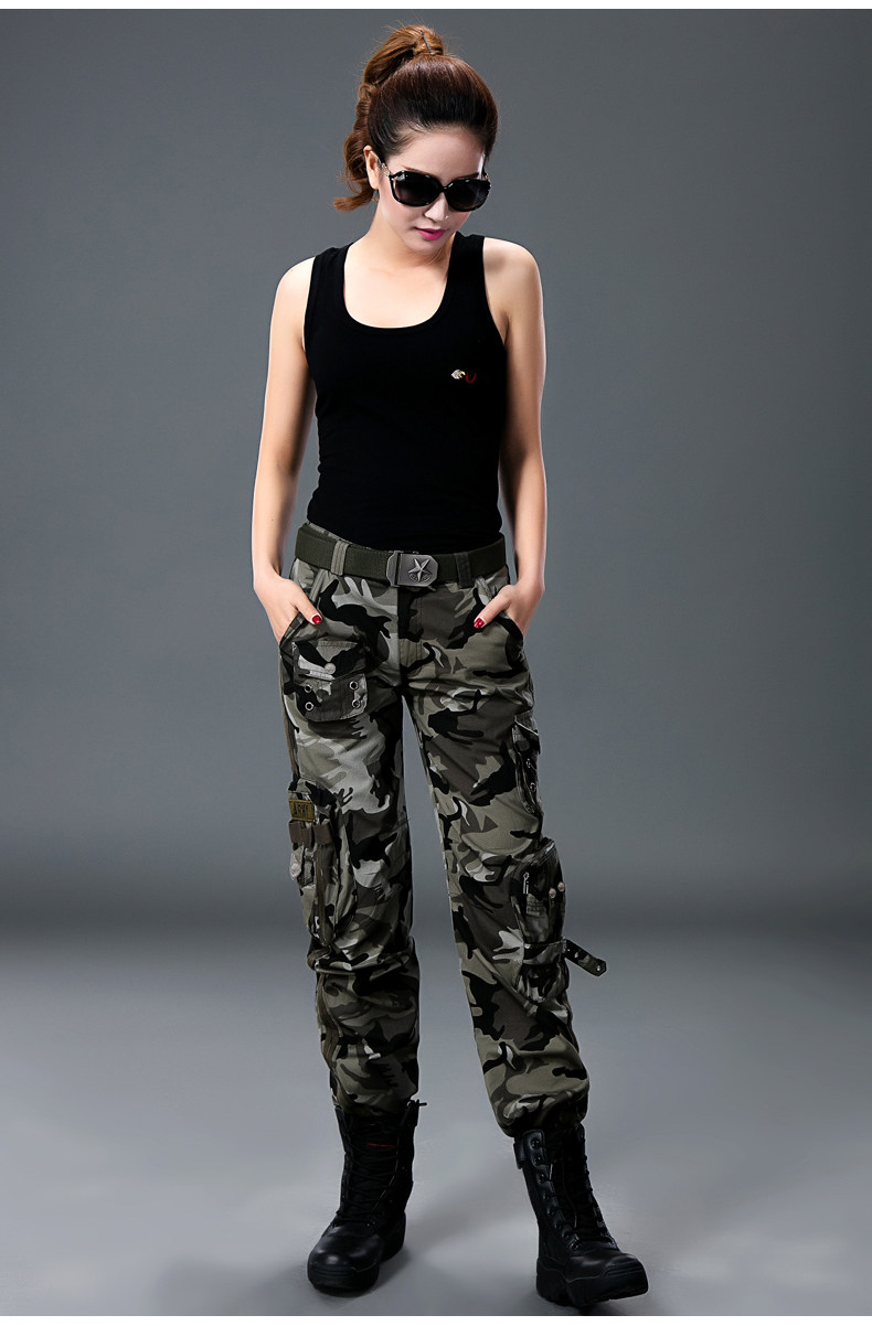 艳如飞户外迷彩裤女宽松显瘦军绿工装裤长裤子工装直筒bf帅气潮春秋季