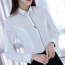 Long sleeve white shirt womens professional wear 2021 spring and autumn clothes New slim fitting dress overalls shirt inch shirt work clothes