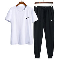 Nike new pure cotton short-sleeved T-shirt mens summer sports suit 2021 new round neck casual clothes trousers fitness