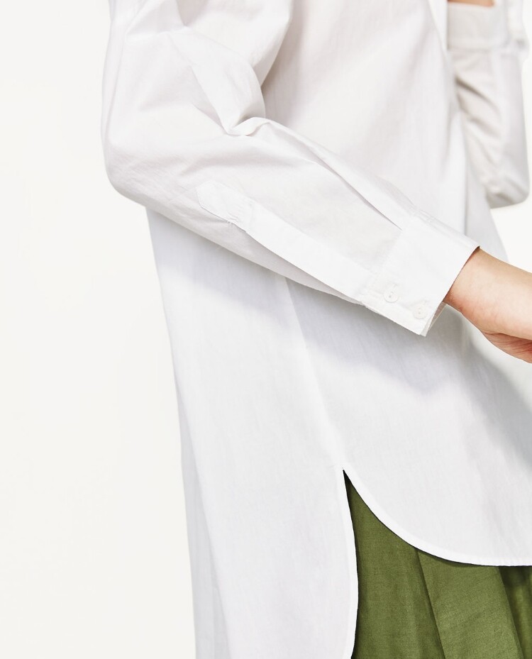 外贸原单纯棉开叉凤梨衬衣女白衬衫宽松显瘦菠萝刺绣衬衫7521/021