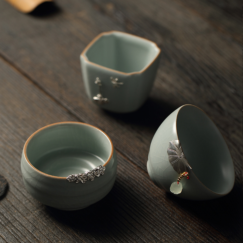 FengZiKai slice your up manually your up sample tea cup silver square cup single individual CPU master cup ceramic cups