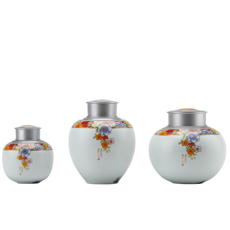 Small ceramic tea jars of child containers of tea tea box pu 'er tea kungfu tea set seal storage tank