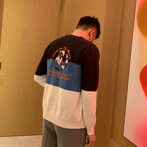 BROTHER autumn mens fashion colorblock design sweater cardigan Korean fashion embroidered jersey coat tide