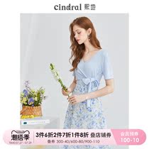 Xi Prefecture 2022 Summer New V Collar Blouses Woman Design Sensation Small-Texture Little Shirt Short foreign air short sleeve t-shirt