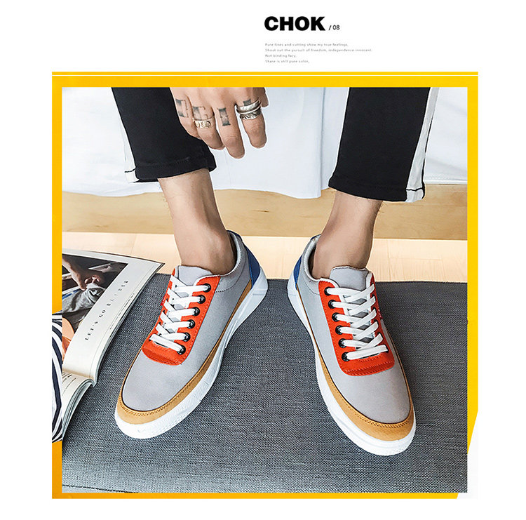 2018春季新款帆布鞋男学生韩版原宿fashion蓝色布鞋青少年板鞋子