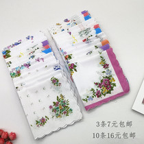 3 7 yuan small handkerchief flower Flower crescent edge cotton Womens sweat towel old cotton handkerchief old-fashioned nostalgia