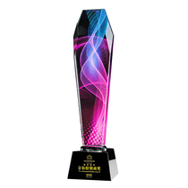 Anti-epidemic commemorative crystal creative trophy custom enterprise honor competition solid wood 3D laser lettering award trophy