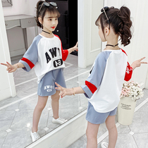 Girls summer suit 2020 new foreign style childrens clothing in the big childrens summer net red girls sports two-piece set tide