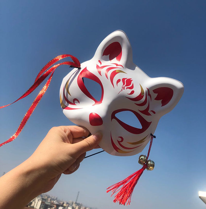 汉服配饰面具古风半脸半遮面小狐狸狐妖二次元动漫大人卡通款日式