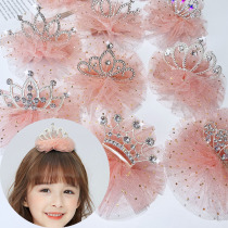 Childrens Crown Headpiece Princess Crown Hair Clip Baby Korean Style Hair Card Girls Rhinestone Top Clip Girls Birthday Hair Accessories
