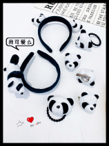 2022 New Star Same Style Panda Figure Hair Accessory Cute Party Party Bear Hair Hoop Headband Leather Bar Hair Clip Brooch Women