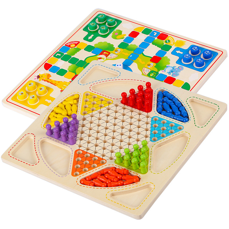 木制跳棋飞行棋儿童棋类亲子桌面游戏益智力玩具早教幼儿班