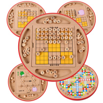 Multi-function Sudoku chess Childrens early education puzzle force Nine-grid parent-child game Board All-in-one toy wooden