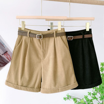 Corduroy pants children autumn and winter New loose edge wide legs high waist A thin retro casual shorts tide