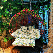 Hanging basket rattan chair Net red hammock Indoor household lazy rocking chair Balcony crane cradle chair outdoor swing hanging chair