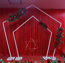 New wedding props Wrought iron geometric pentagonal frame Outdoor wedding stage background decoration Alien arch