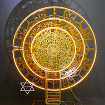 New Wedding Celebration Iron Art Stage Main Background Decoration Wedding Yingbin Area Swing Piece Electric Light With Turntable Stage Wedding Celebration