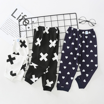 Baby anti-mosquito trousers spring and autumn female baby leggings big pp pants small children open crotch pants boy pants thin