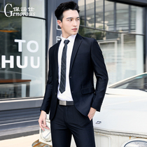 Suit suit Mens three-piece suit Slim professional work formal dress Best man groom wedding dress Small suit clothing