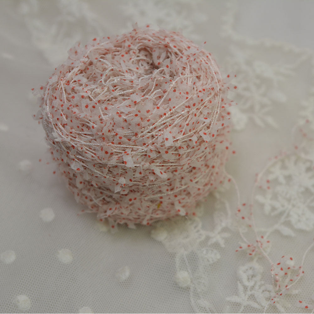 粉色系配线手混线编织包包毛衣围巾牛棉棉纸片纱带子牙刷马海毛