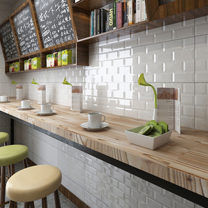北欧瓷砖墙砖面包砖300X600亮光白黑色格子厨房卫生间厕所地板砖