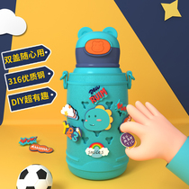 Hong Kong Y3 children thermos cup with straws water Cup 316 girls boys kindergarten baby baby pupils kettle