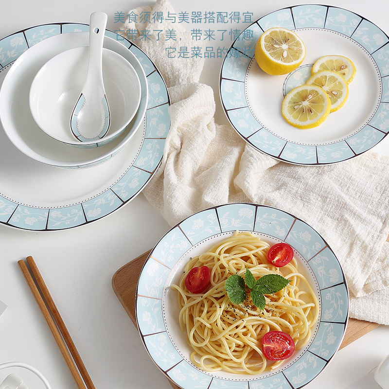 Jingdezhen DIY western - style thin film 】 【 free combination to use plates rainbow such as bowl bowl spoon, cutlery set