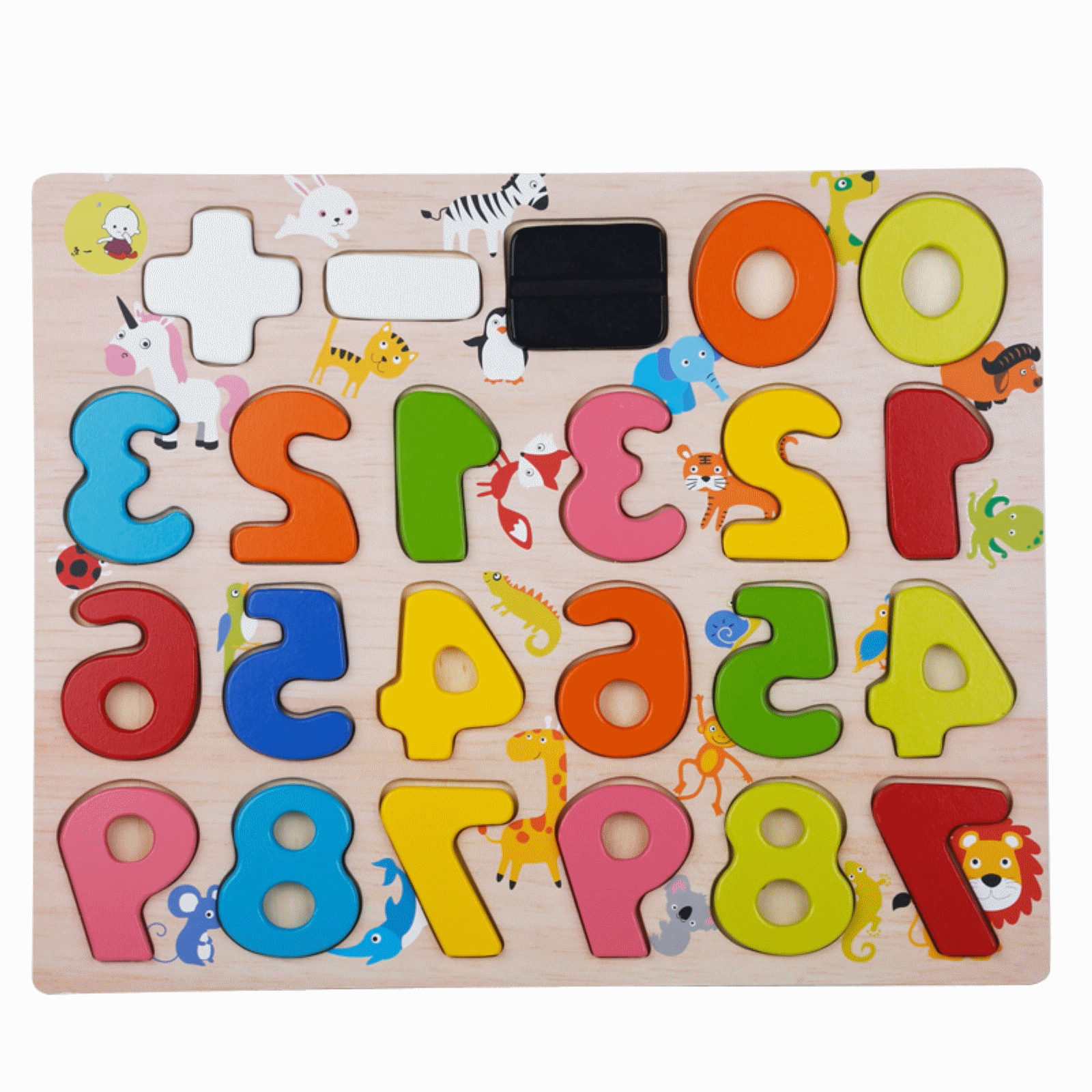大号木质数字儿童拼图板早教益智力手抓板宝宝认知拼玩具2-3-4岁