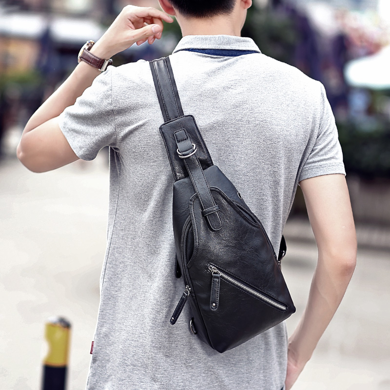 新款男士包包单肩包韩版休闲男包运动斜挎包pu皮小包潮流背包竖款