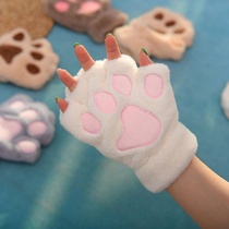 Cat's claw gloves half finger wool diy hand-woven material bag lovers cute full finger leakage finger students