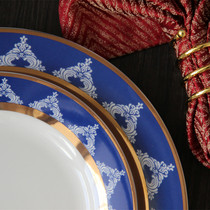 The charm is still cobalt blue inlaid gold European Royal ceramic home Western soup dishes dessert breakfast dish pasta plate