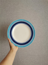 Flawless) French country export original single green striped saucer Western dish rice bowl dessert dish